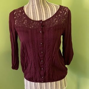 Garage Button Down, Lace Top. Size Small
